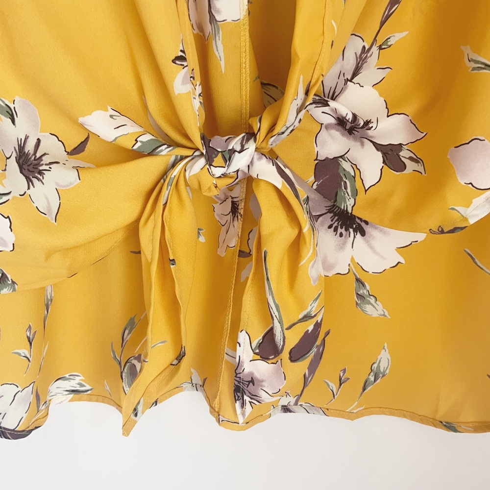 NEW Easel Floral Kimono Topper Gold Yellow Abstract Floral Print Women Sizes NWT - Picture 11 of 14